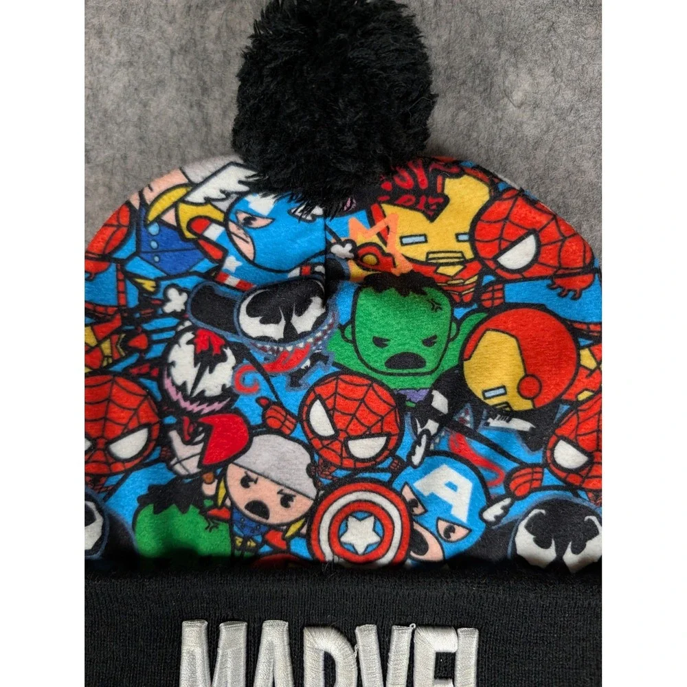 Marvel Comics Avengers Character Print Beanie Pom‎ Pom Hat Spider-Man Hulk Thor